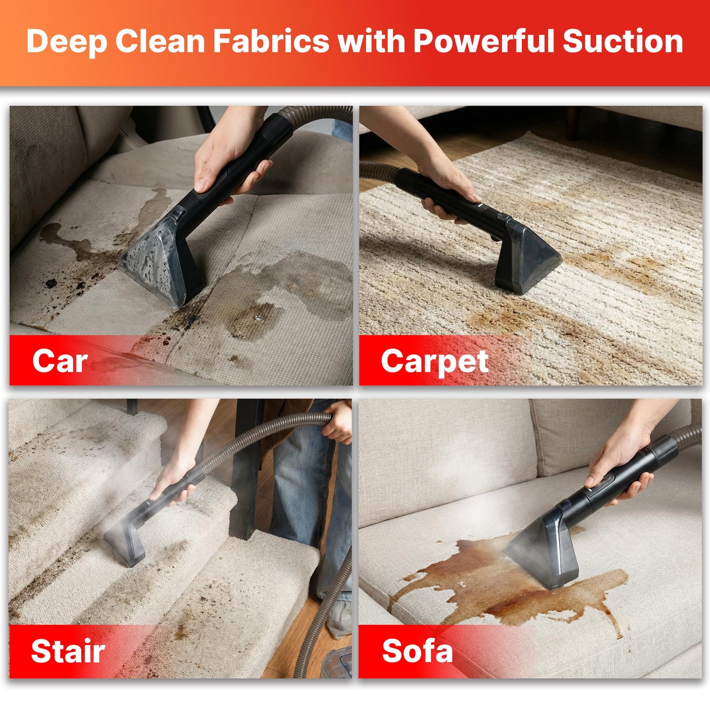 Shop-Vac Portable Carpet Cleaner Machine with 212℉ Steam & Heating System, 4 Cleaning Modes Upholstery Cleaner with Versatile Tools for Car, Rug, Couch, Bathroom, Kitchen Messes, 5430270
