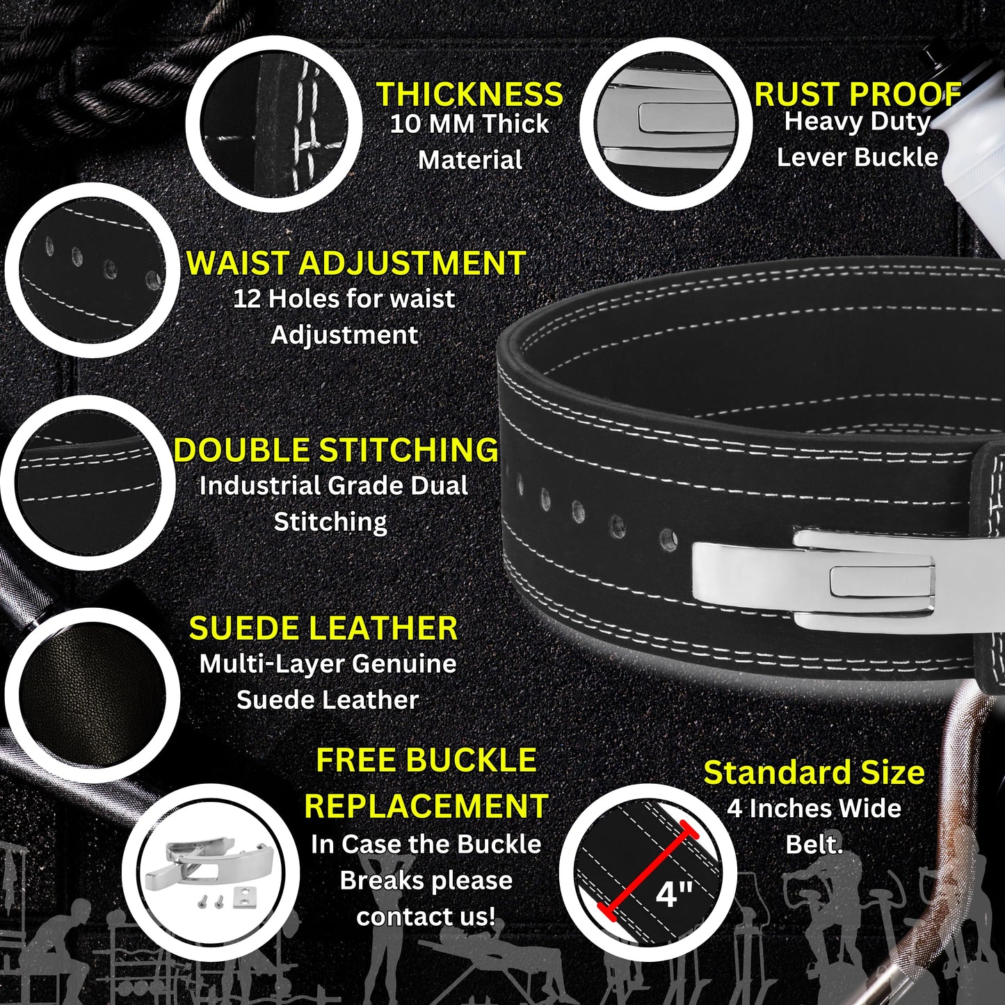 Powerlifting Belts Lever Belt For Men and Women 9mm IPF Thick Leather Weight Lifting Belt Ideal for Gym Belts Training Weightlifting and Bodybuilding Squats and Deadlifts (Small (26"-32"))