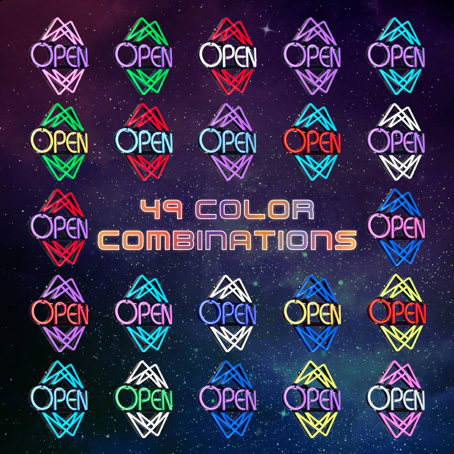Open Sign for Business with 49 Color Combinations – ULTRA BRIGHT LED Neon Sign Visible Day and Night – Large Window Sign – by Element Lux Signs – 20 x 22in