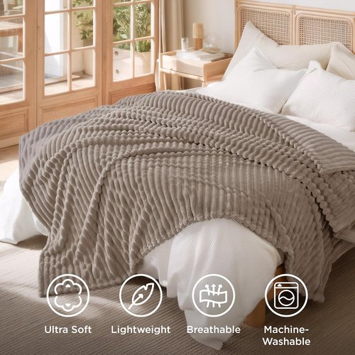 Bedsure GentleSoft Light Brown Full Blanket - Cozy Soft Fleece Throw for Couch, 84x90 Inches