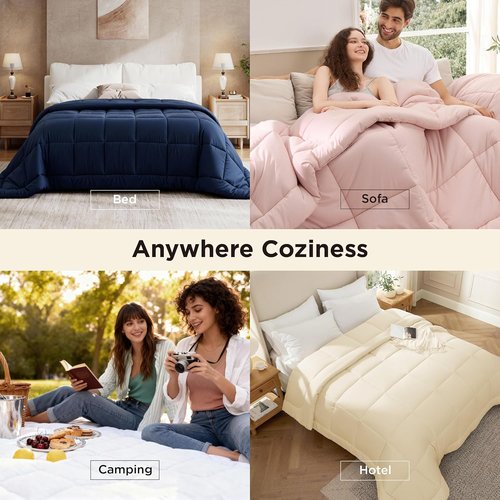 Bedsure Comforter Duvet Insert - Oversized King Size All-Season Down Alternative Bedding | GentleSoft, Beige 116 x 98 Inches
