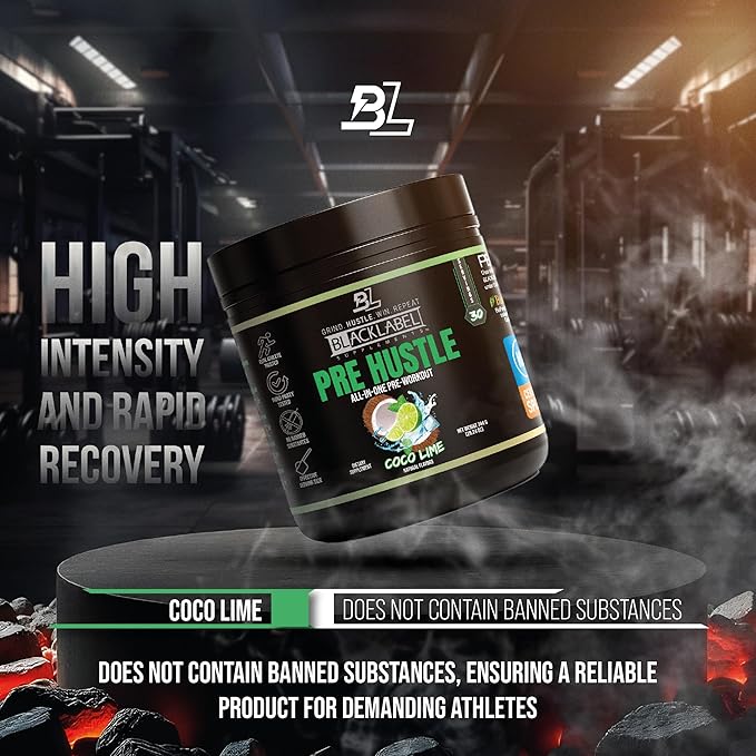BLACKLABEL Supplements PRE Hustle V3 Pre-Workout Powder ??NSF Certified for Sport ??Energy, Strength & Endurance Support ??Coconut Lime Flavor ??with Creatine & Caffeine ??30 Servings