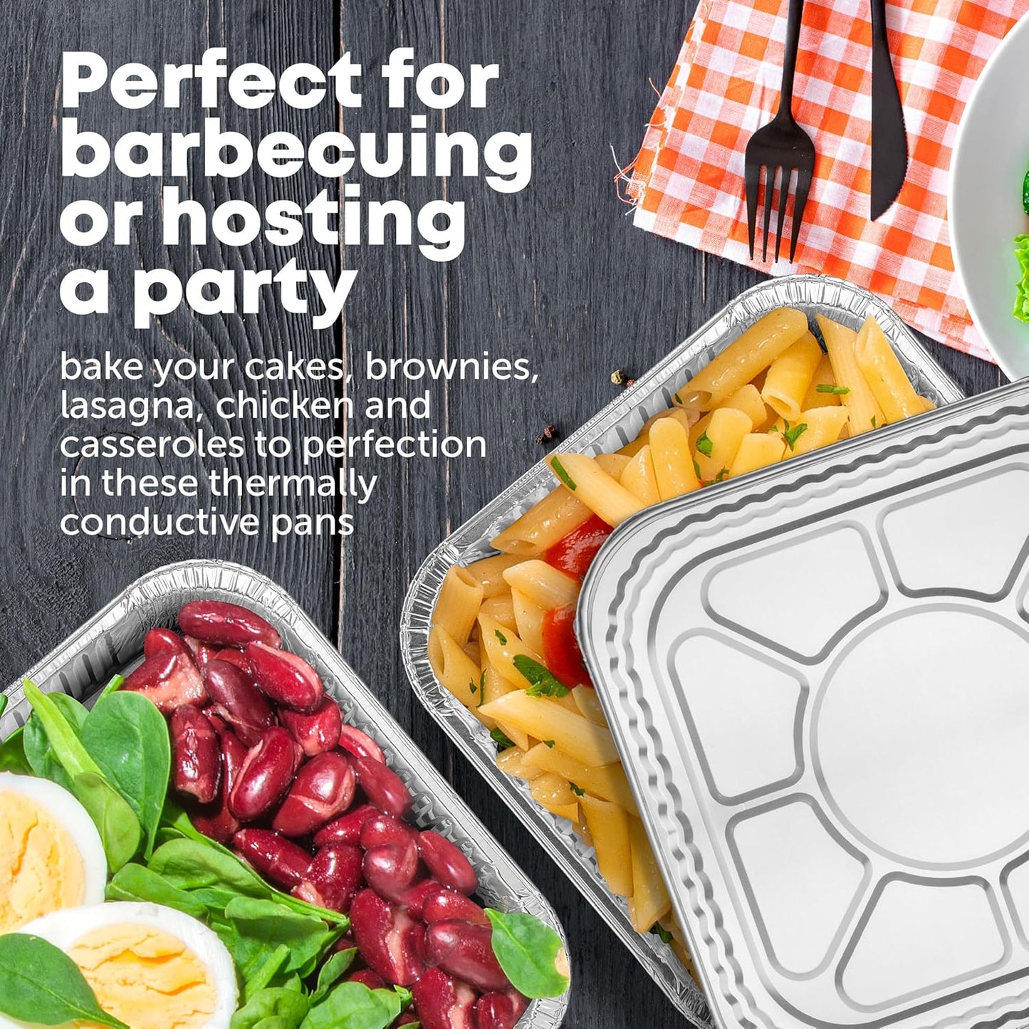 Aluminum Pans 8x8 - 20 Pack Disposable Foil Pans With Lids for Cooking, Baking & Roasting