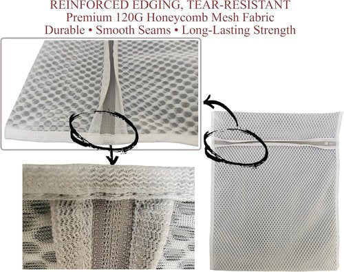 Mesh Laundry Bags for Delicates by [Brand Name] - 3 Pack (12”×16”) with Color-Coded Zippers | Protects Clothes & Breathable Honeycomb Mesh