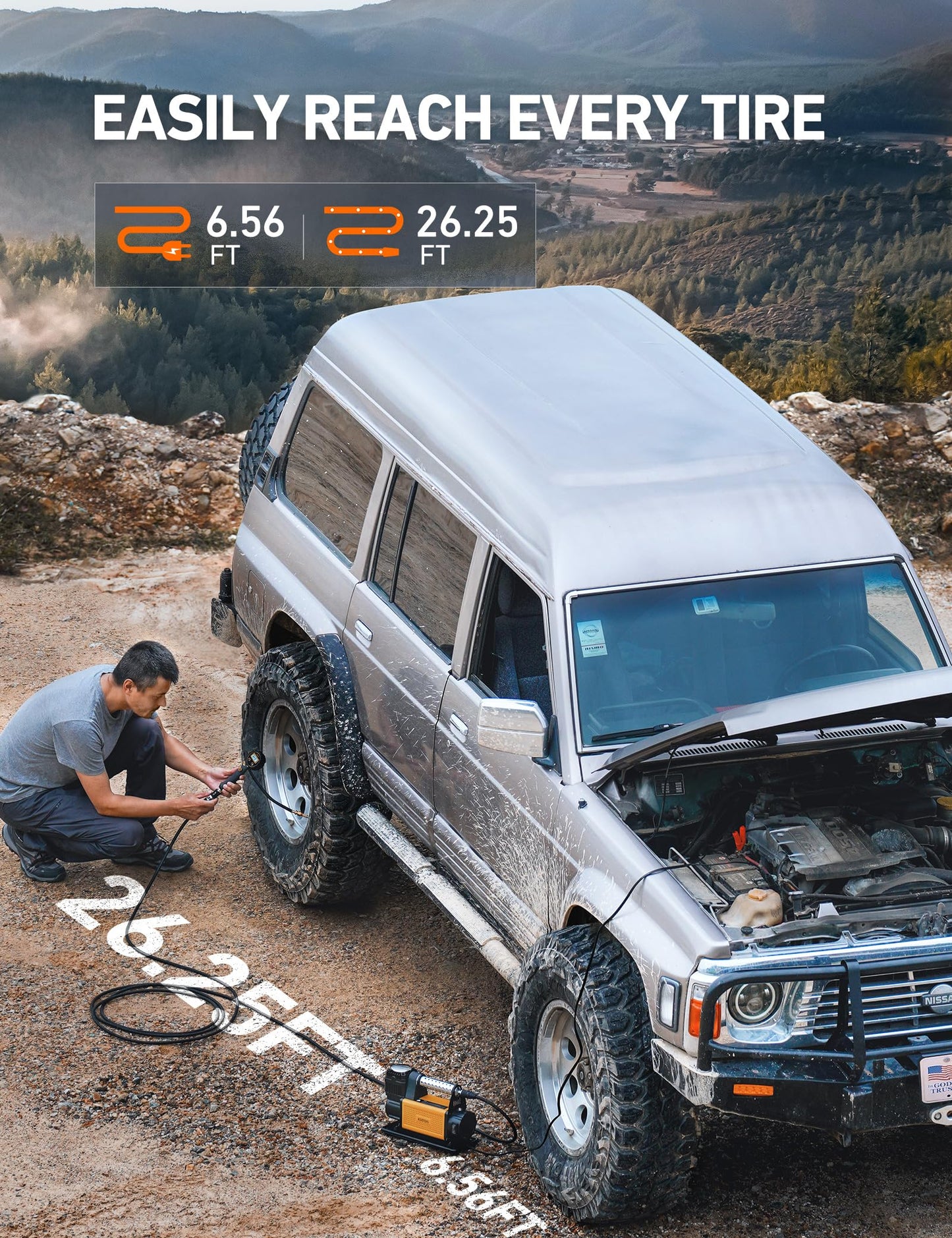 AstroAI T6 Offroad Air Compressor, 12 V Portable Air Pump with 7.06 CFM, AirCtrl, ¼ NPT Quick Connector, Heavy-Duty Truck Tire Inflator, Max 150 PSI for 4 × 4 SUV Vehicle RV ATV