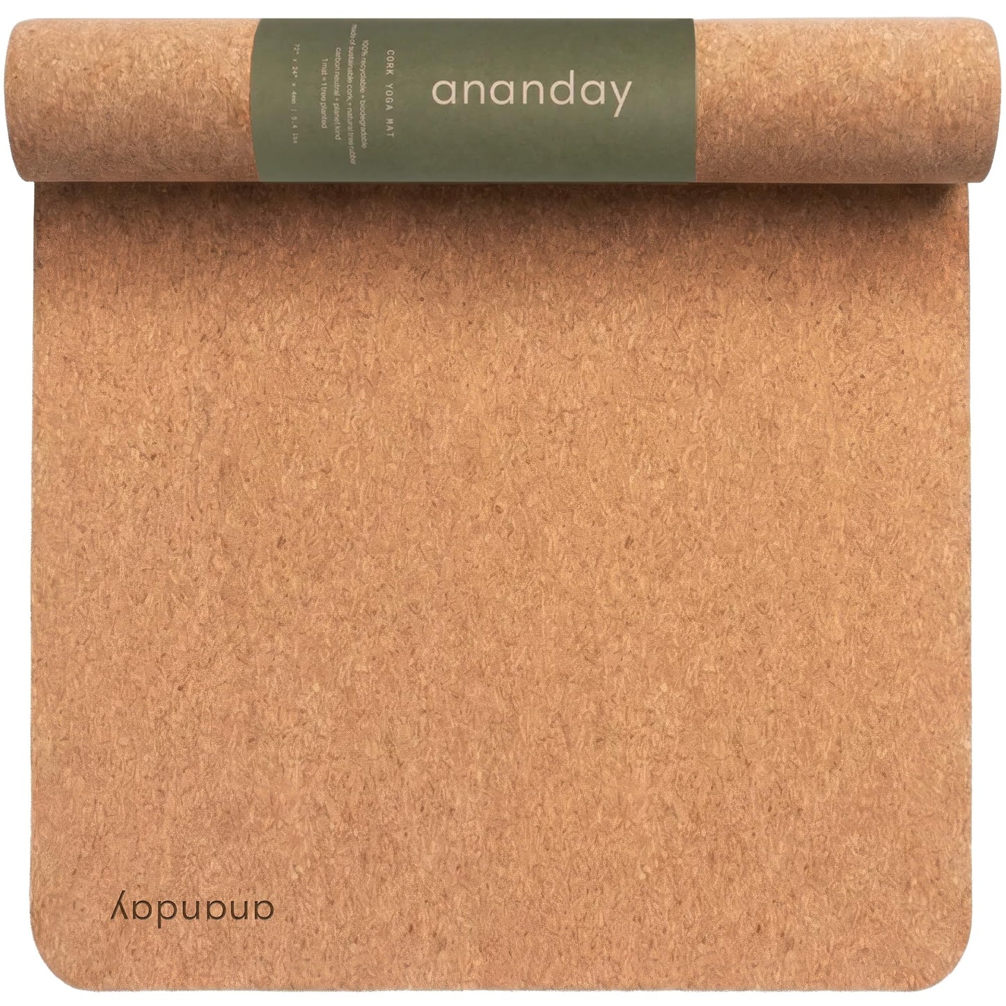 Ananday Premium Cork Yoga Mat - Sustainable, Non-Toxic & PVC-Free, Non-Slip, Perfect for Hot Yoga, Pilates & Exercise - Cushioned for Superior Comfort & Support
