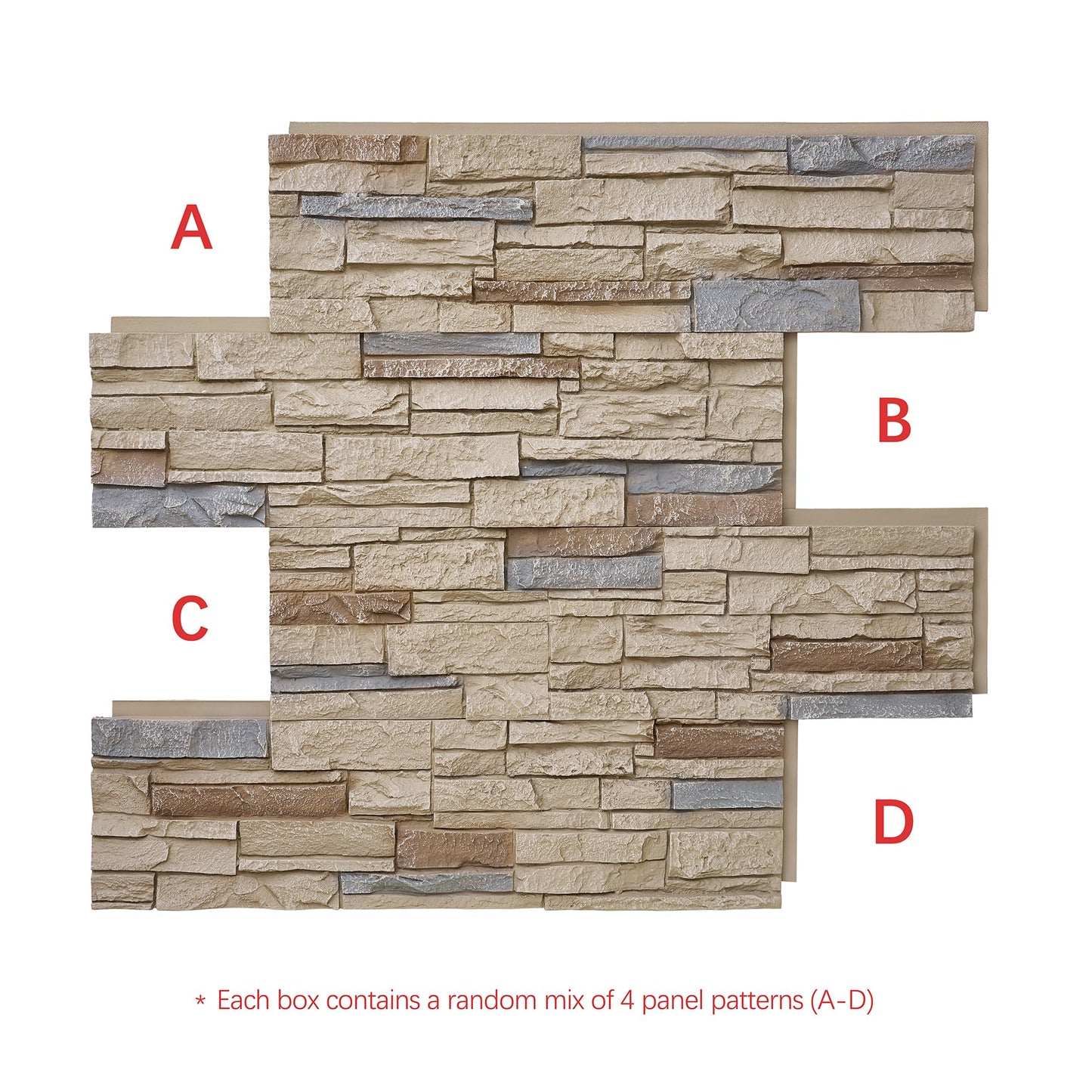 Wallwell 8-Pack Faux Stone Wall Panels (26 Sq Ft) PU Stone Veneer Siding, Mortarless Lightweight Faux Rock for Exterior and Interior Wall, DIY Home Improvement, 41.92x12.4 Inch, Golden Dune