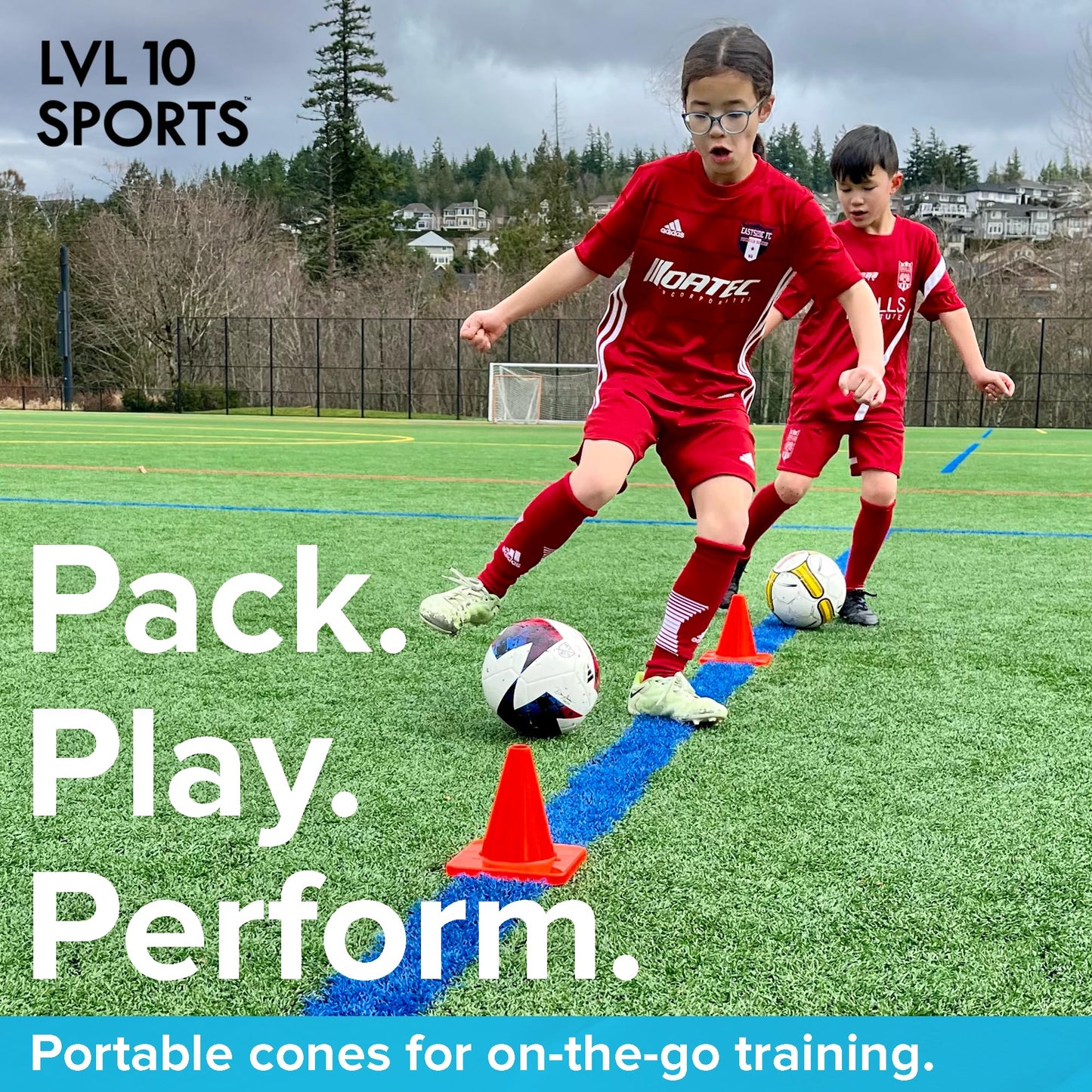 LVL10 Pro Training Cones - 6" Soccer Training Cones for Sports - for Basketball, Football, Basketball and Agility Drills - Soccer Field Markers that Won't Crack, Slide or Fly