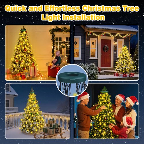 Christmas Tree Lights Indoor, 400 LED 16 Lines of 6.6FT with 8 Flashing Modes, Remote Control & Timer, Memory Function, Warm White Christmas String Lights, Twinkle Tree & Outdoor Waterproof