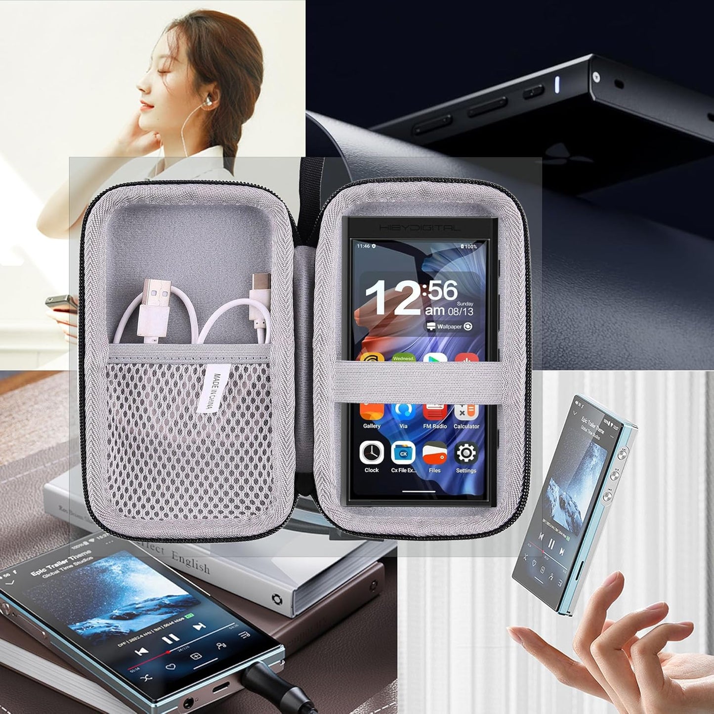 JINMEI R4/R5 2/R6 gen3/ M21 /JM21 MP3 Hard EVA Carrying Storage Case Compatible with HiBy Gen FiiO Portable Music