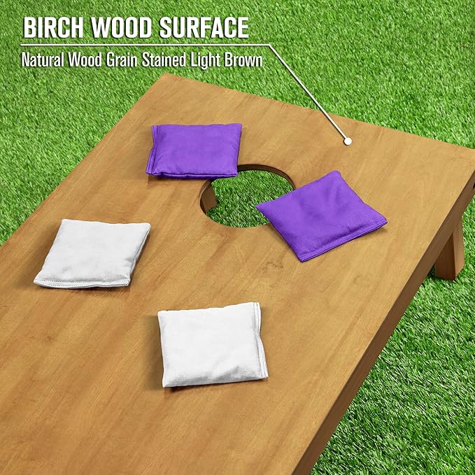 GoSports 4 ft x 2 ft Regulation Size Wooden Cornhole Boards Set - Includes Carrying Case - Full Regulation Size Bean Bag Toss Boards