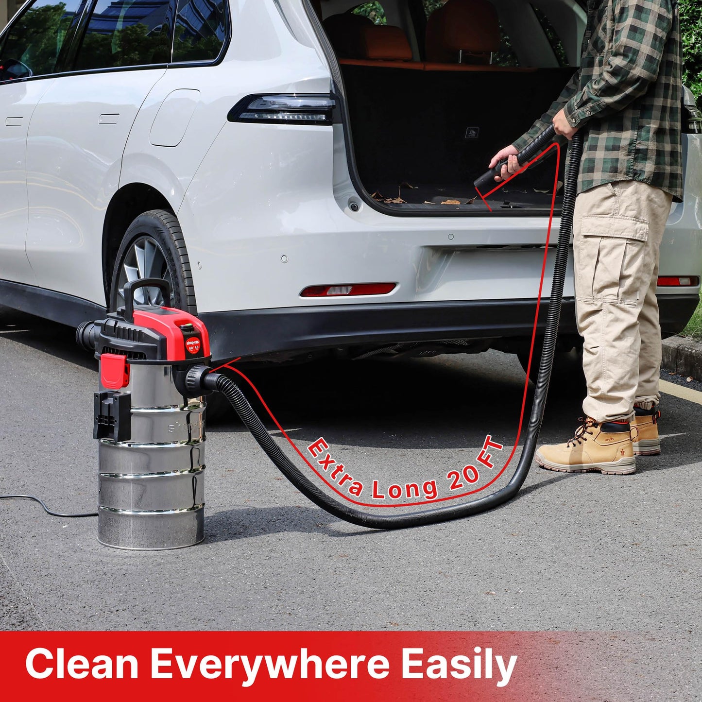 Shop-Vac 6 Gallon 4.0 Peak HP Wet/Dry Vacuum, Wall Mountable Compact Shop Vacuum with Up to 20 ft Extra Long Hose & Accessories - Ideal for Jobsite, Garages, Car & Workshops