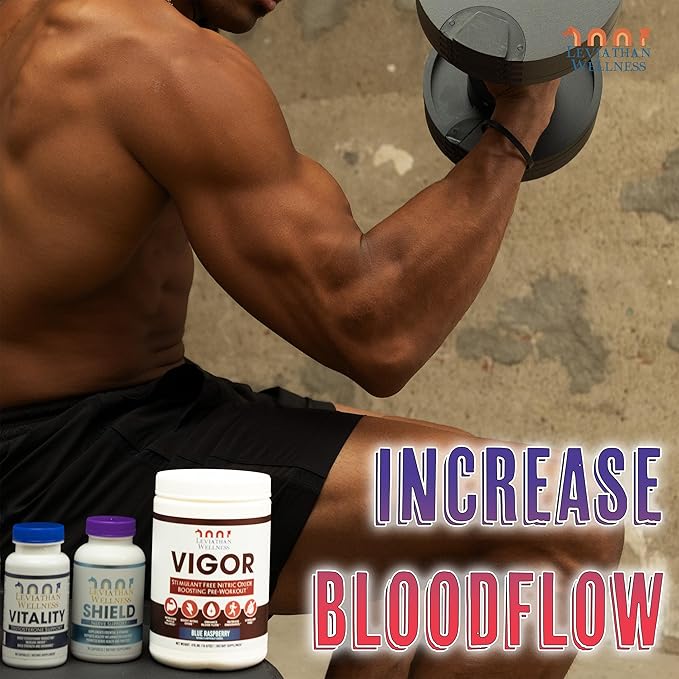 Vigor - Stimulant-Free Nitric Oxide Pre-Workout Powder | L-Citrulline (5000mg), Malic Acid (2000mg), GlycerPump (1500mg)| Blue Raspberry| 30 Servings, 13.86g Each | Made in The USA