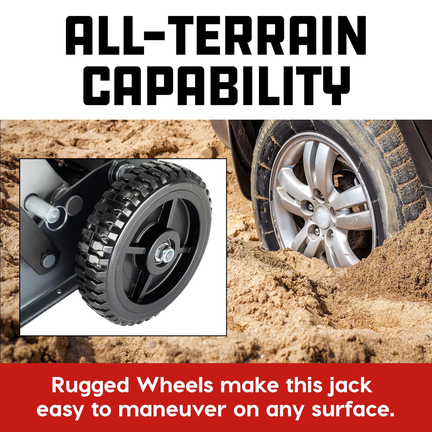 Powerbuilt Big Wheel Triple Lift Garage Jack, 3000 Pound Off Road Lift, Truck, Car, Motorcycle 1.5 Ton Capacity, 620613ECE