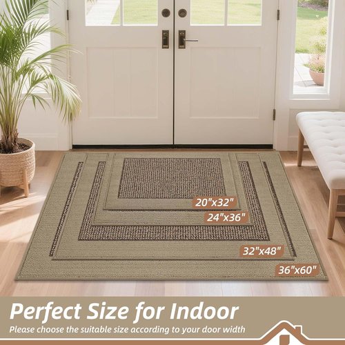 BEQHAUSE Indoor Door Mat - Non-Slip, Washable Dirt Trapper Rug | 20" x 32", Taupe Color for Entryway