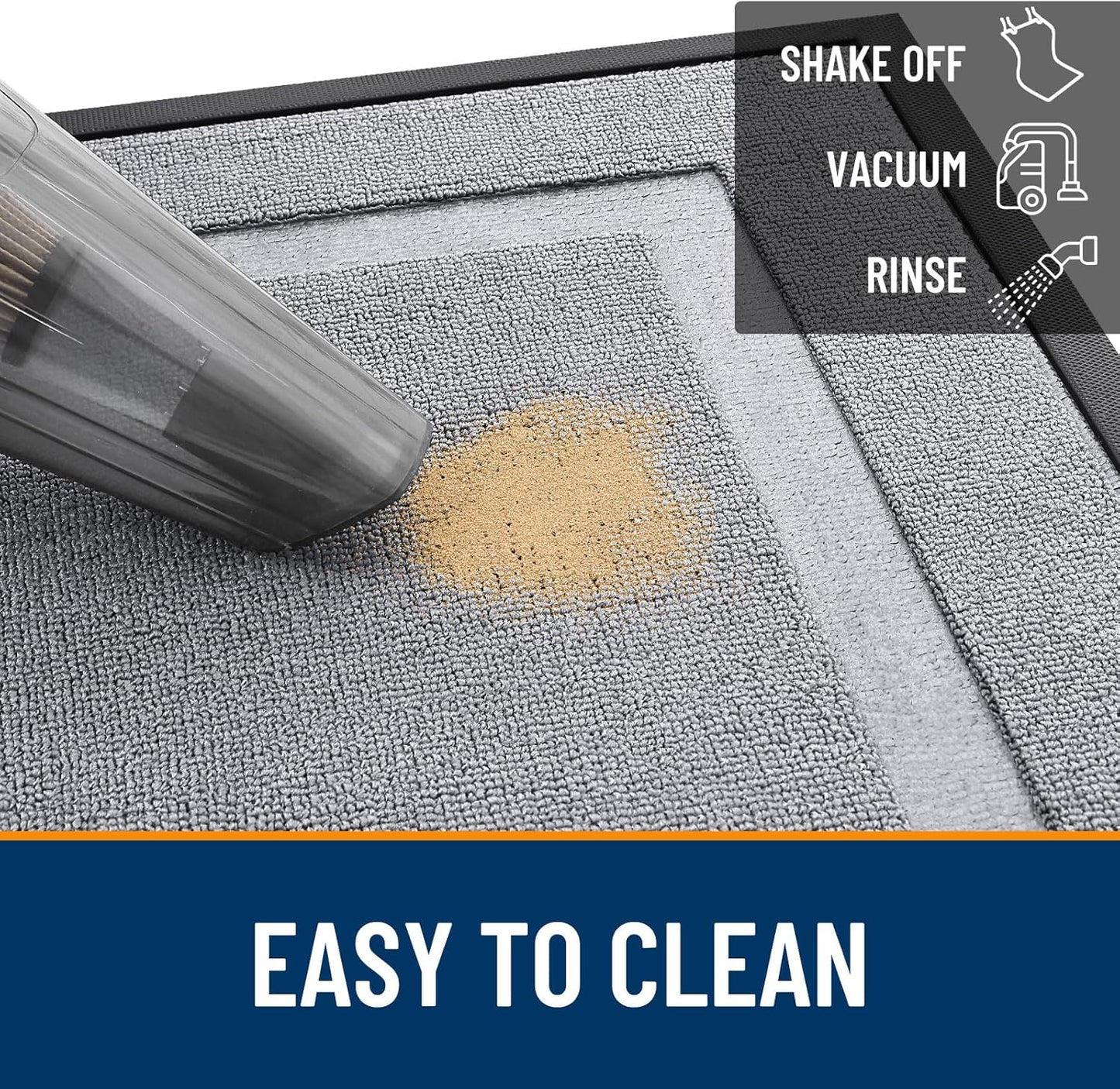 OLANLY Waterproof Front Door Mat - All-Season Indoor/Outdoor Doormat, Easy Clean, 59x23, Silver Gray