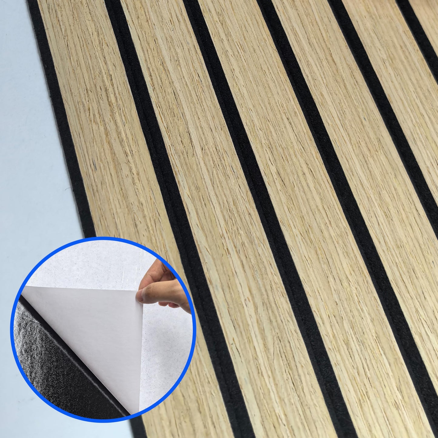 Peel and Stick Acoustic Wall Panels 8-Pack 43.3" * 11.8" – 3D Wood Slat Sound Absorbing Panels for Home Theater, Office & Bedroom – Easy DIY Installation, Oak Finish