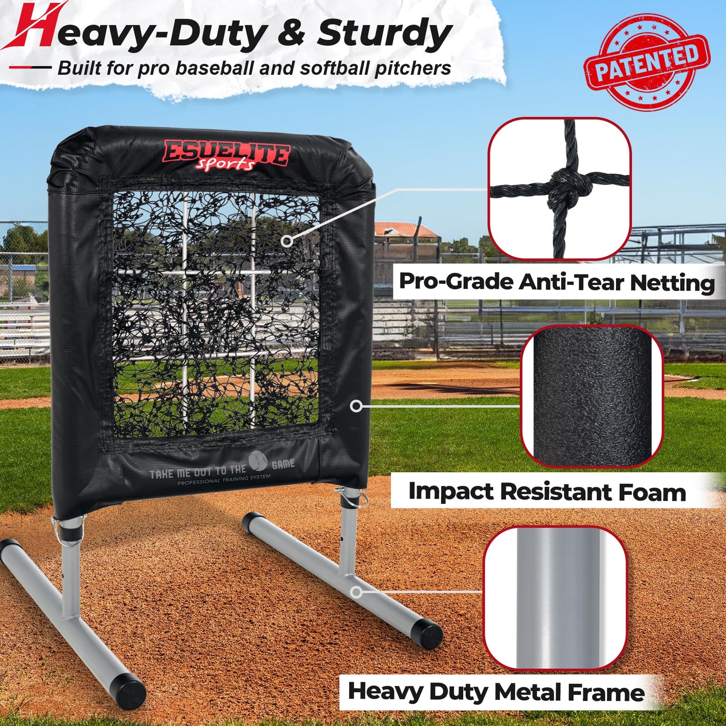 Heavy-Duty 9 Hole Pro Style Baseball & Softball Pitching Net with Strike Zone Target - Adjustable Portable Design for Training, Includes 4 Stakes & 2 Sandbags（Black Pro）