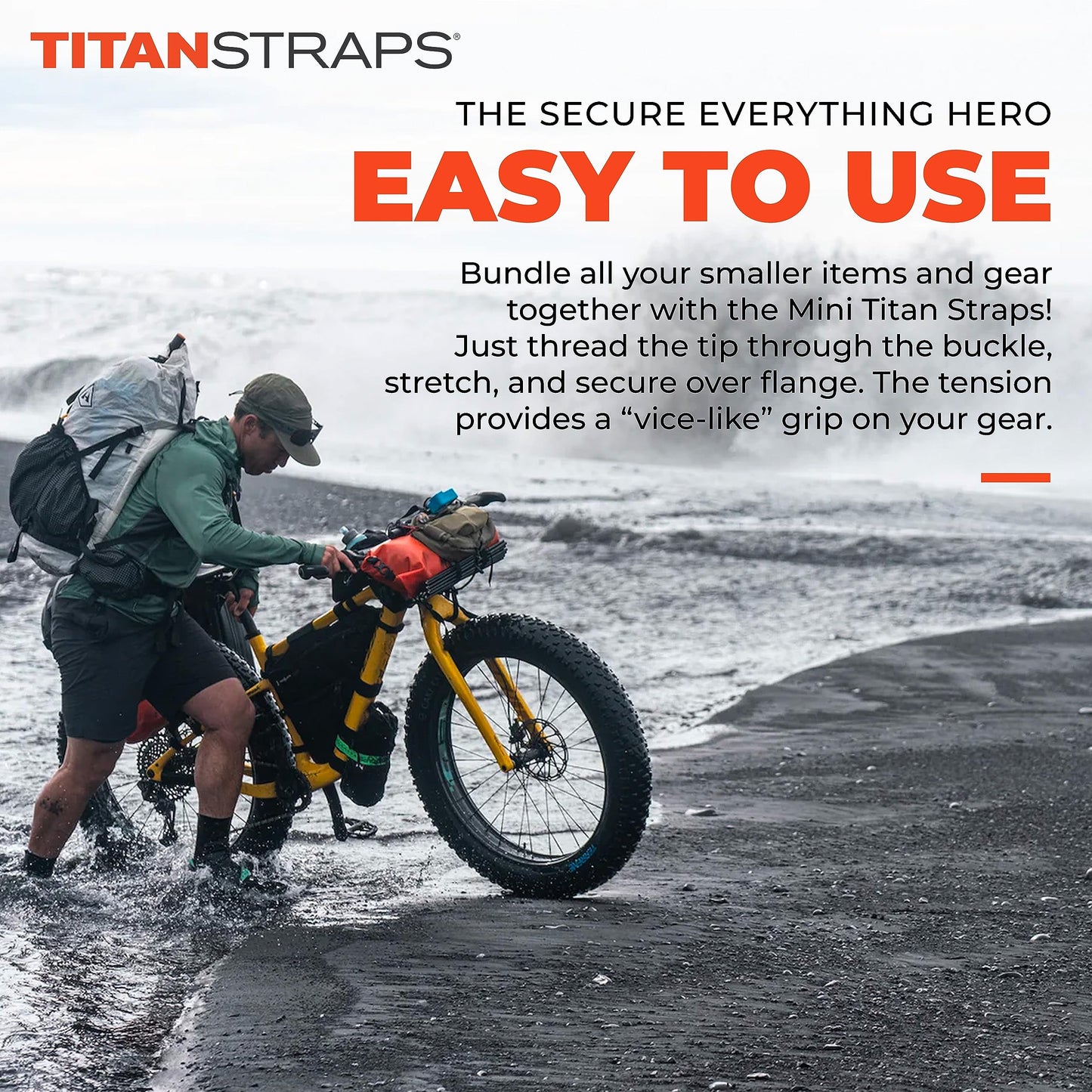 Titan Utility Straps – Mini Straps Set to Organize Computer Cables, Arts & Crafts, and Fishing Rods (10" Length / 4-Pack, Sunflower)