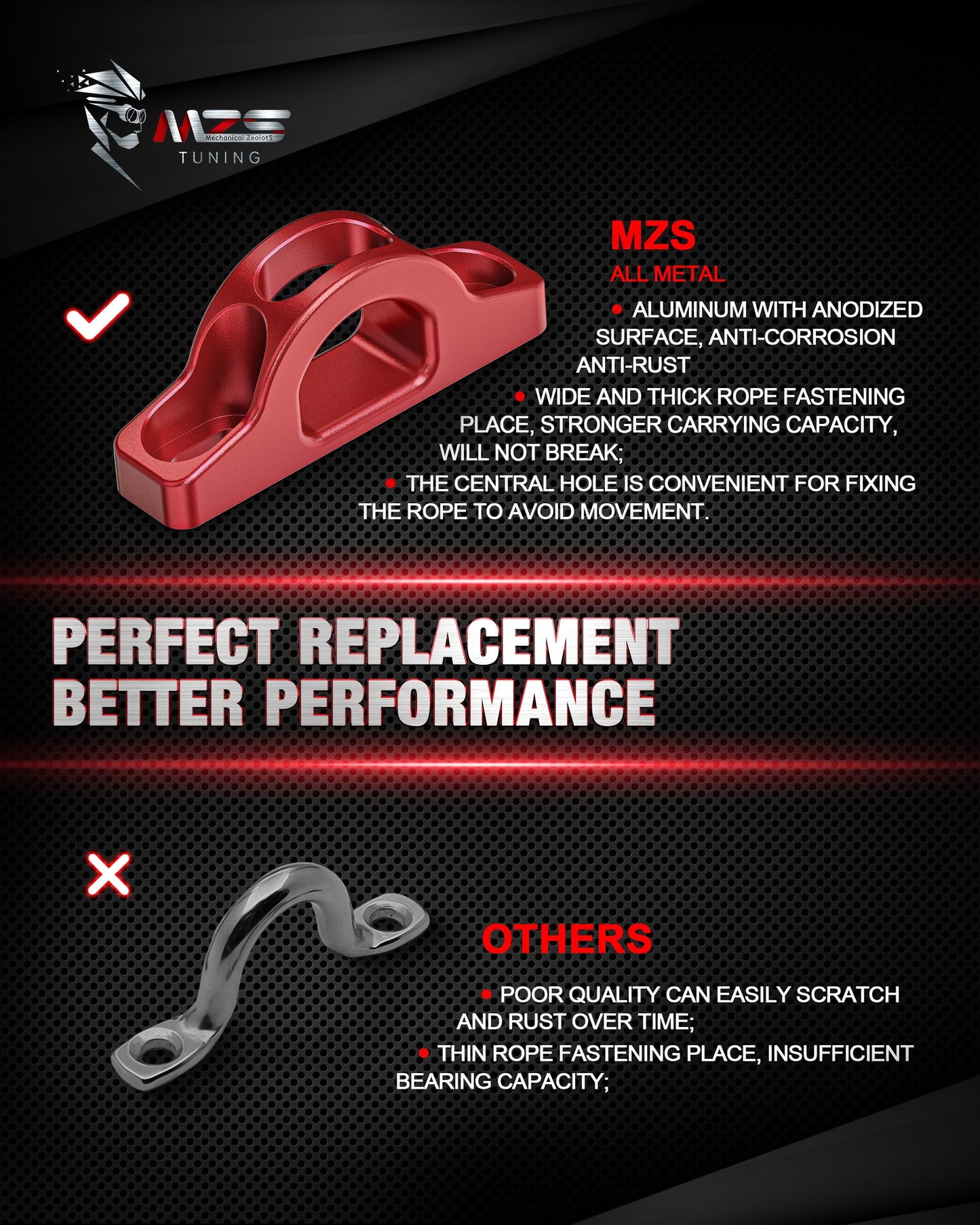 MZS Tacoma Tie Down Anchors Kit, Bed Cleats + Rope Hooks Combo Compatible with 2005-up Tacoma Tundra Cargo Management System, Replace PT278-35160 663120C010, Red, 6Pcs