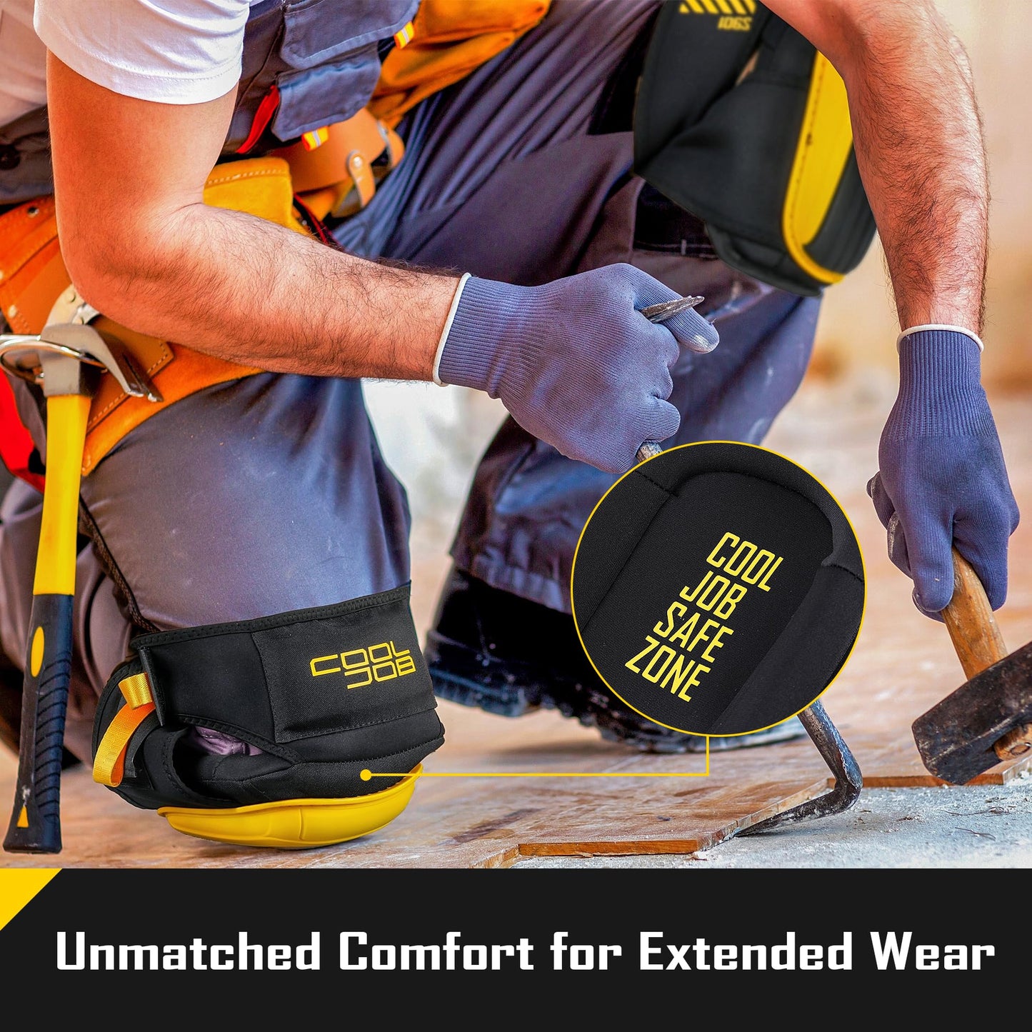 COOLJOB 36 Pairs Dotted Nitrile Rubber Coated Gloves Touchscreen Xlarge & 1 Pair Gel Construction Knee Pads
