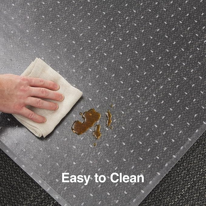 Staples Office Chair Mat, Clear Floor Mats with Lip, Medium-Pile Carpets, Extended Under-Desk Coverage, 46 x 60 Inch, Smooth Glide