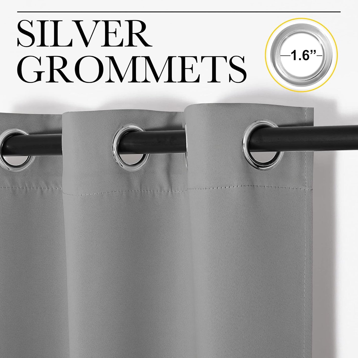 NICETOWN Silver Grey Blackout Curtain Panels - Thermal Insulated Grommet Top Drapes (2 Panels, W29 x L45)