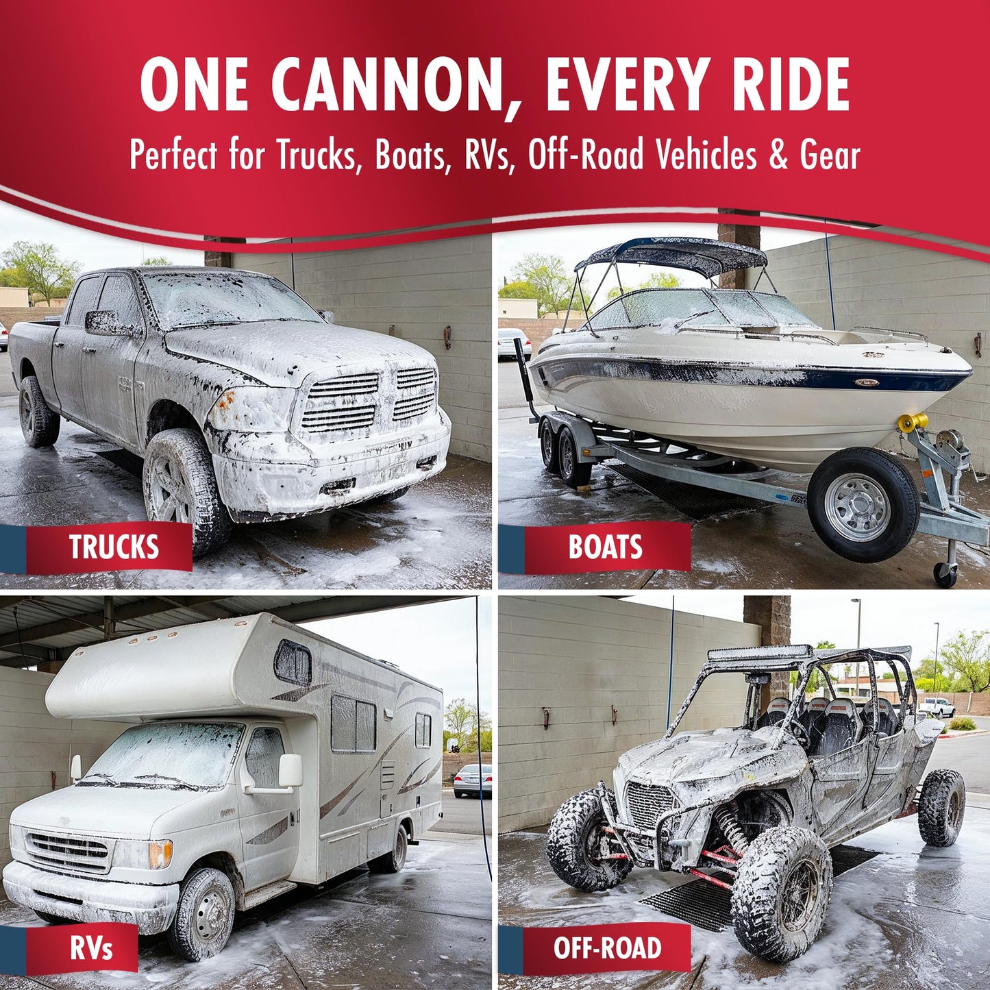 Pressure Washer Foam Cannon for Car Wash – Snow Foam Blaster with 1/4 - Quick Connect, Adjustable Nozzle, Thick Clingy Foam for Cars, Trucks, RVs, Motorcycles & Outdoor Cleaning