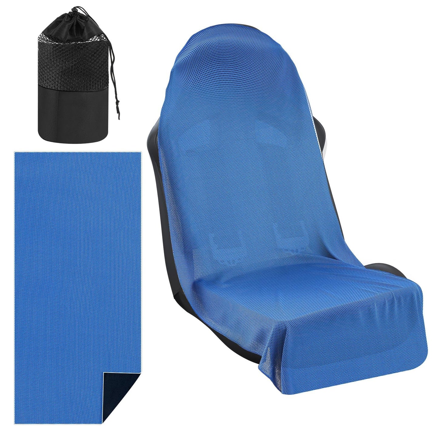 Hahafelt Cooling Car Seat Towel Covers with Storage Bag Seat Post Workout Sweat Washable Cover Non Slip for Car Towel for Dog Pet Workout Outdoor Sport Activitie(Dark Blue)