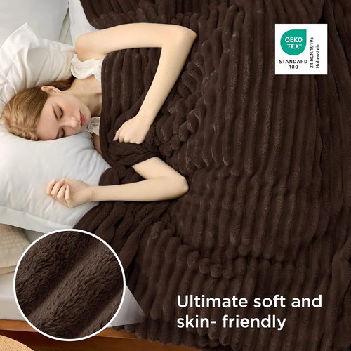 Bedsure GentleSoft Dark Chocolate Queen Blanket - Cozy Soft Throw for Couch, 90x90 Inches