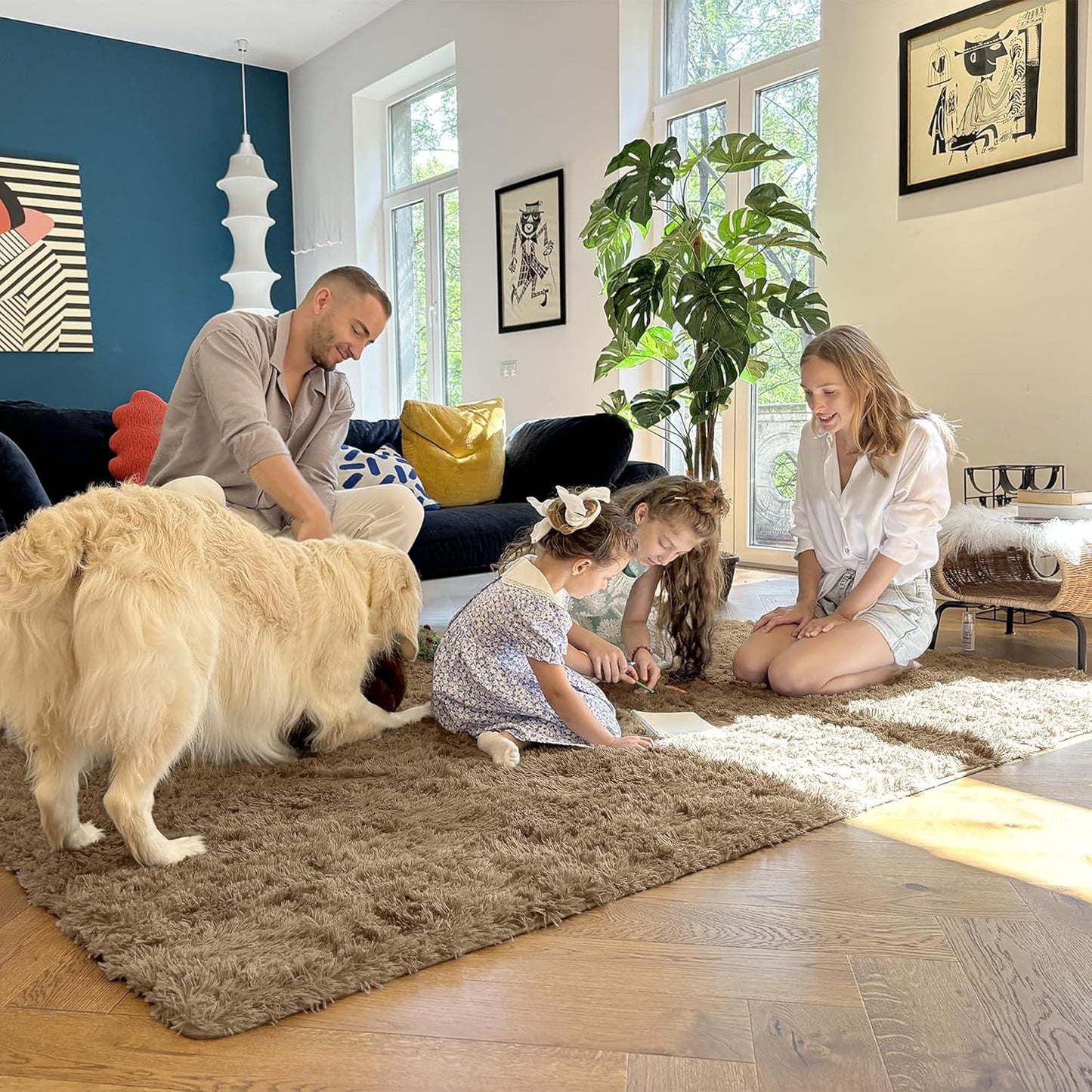 OLANLY Runner Rugs - Soft Fluffy Machine Washable Shaggy Carpet for Hallway & Bedroom | Taupe 2x5 ft