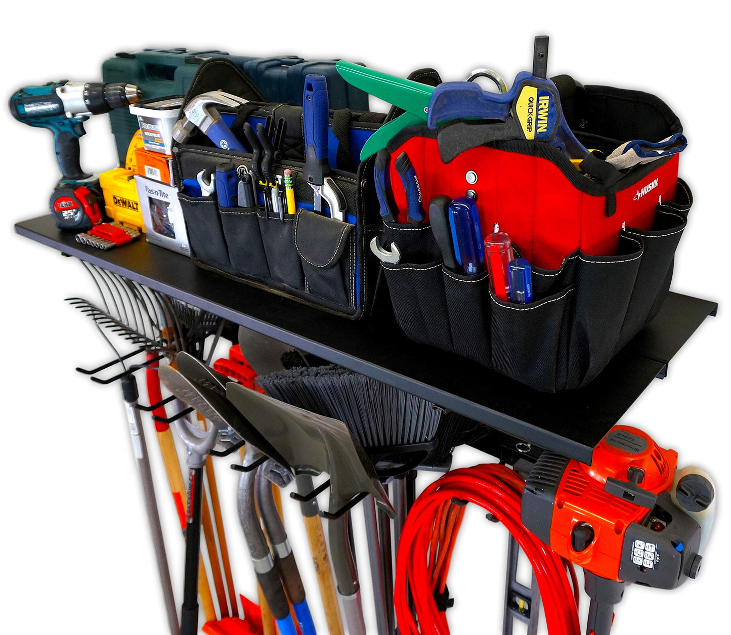 StoreYourBoard Tool Max Garage Storage Rack Shelf – Adjustable Wall Mount Garage Tool Organizer, Heavy Duty Steel Tool Rack with Shelf, Holds up to 300 lbs