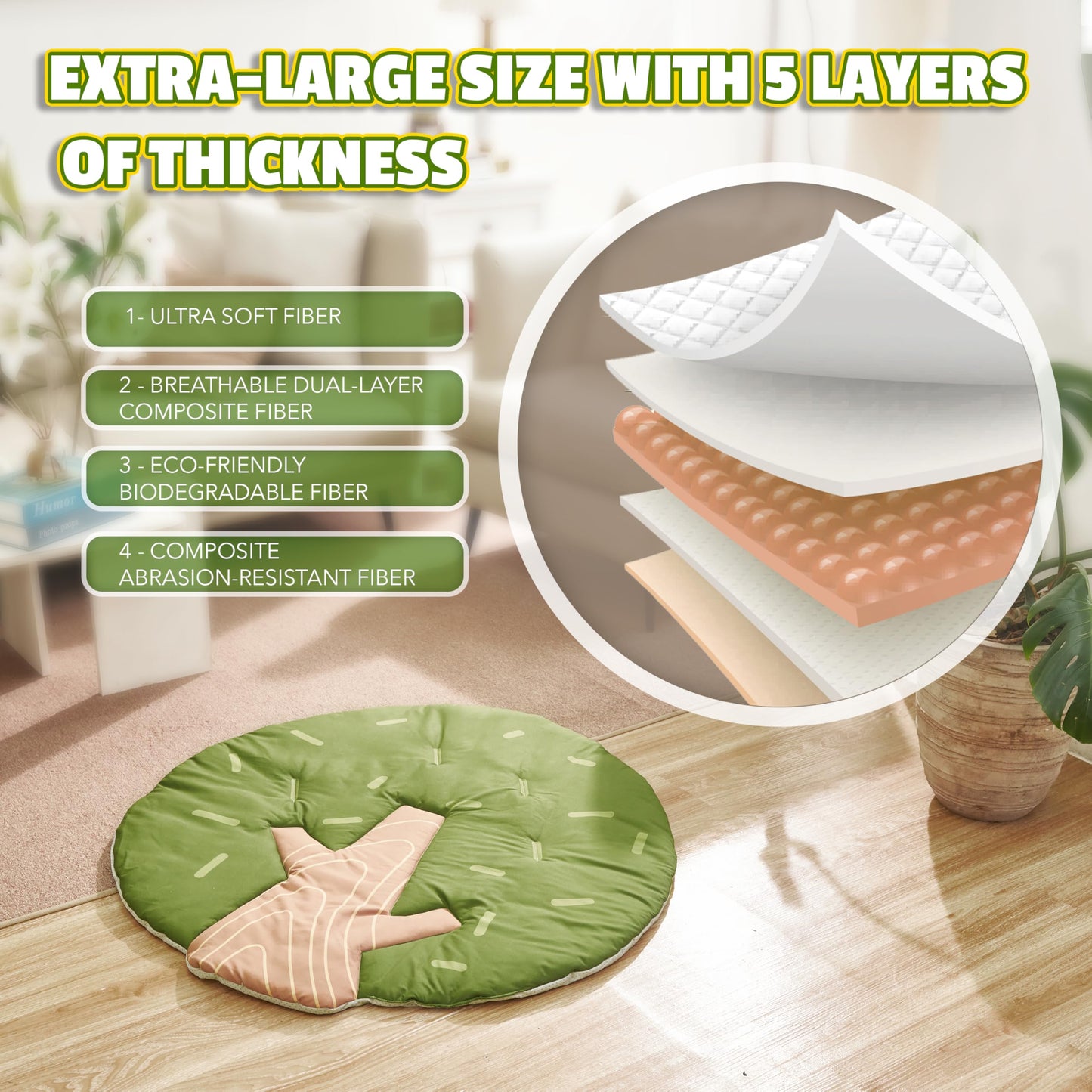 Baby Activity Gym & Play Mat – 8-in-1 Tummy Time Mat with Self-Discovery Mirror & Detachable Sensory Toys – Thick Non-Slip Washable Baby Play Gym for Infants Newborn 0 3 6 12 Months