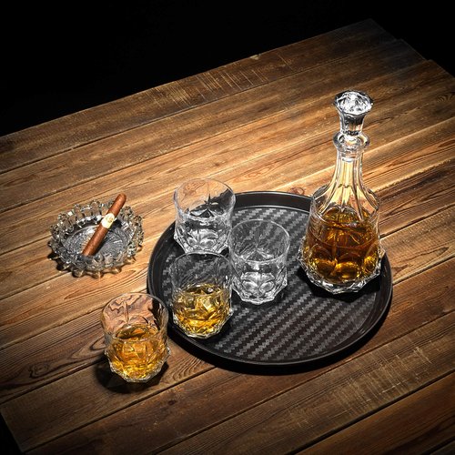 KANARS Whiskey Decanter Sets for Men, 25 Oz Liquor Decanter with 10 Oz Crystal Glasses in Luxury Box for Bourbon Scotch Rum Tequila Vodka, Whisky Gifts for Birthday New Year Father's Day
