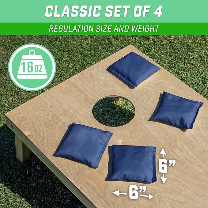 GoSports Classic Cornhole Bean Bags Set of 4-16 Colors Available - Regulation All Weather, Mix and Match
