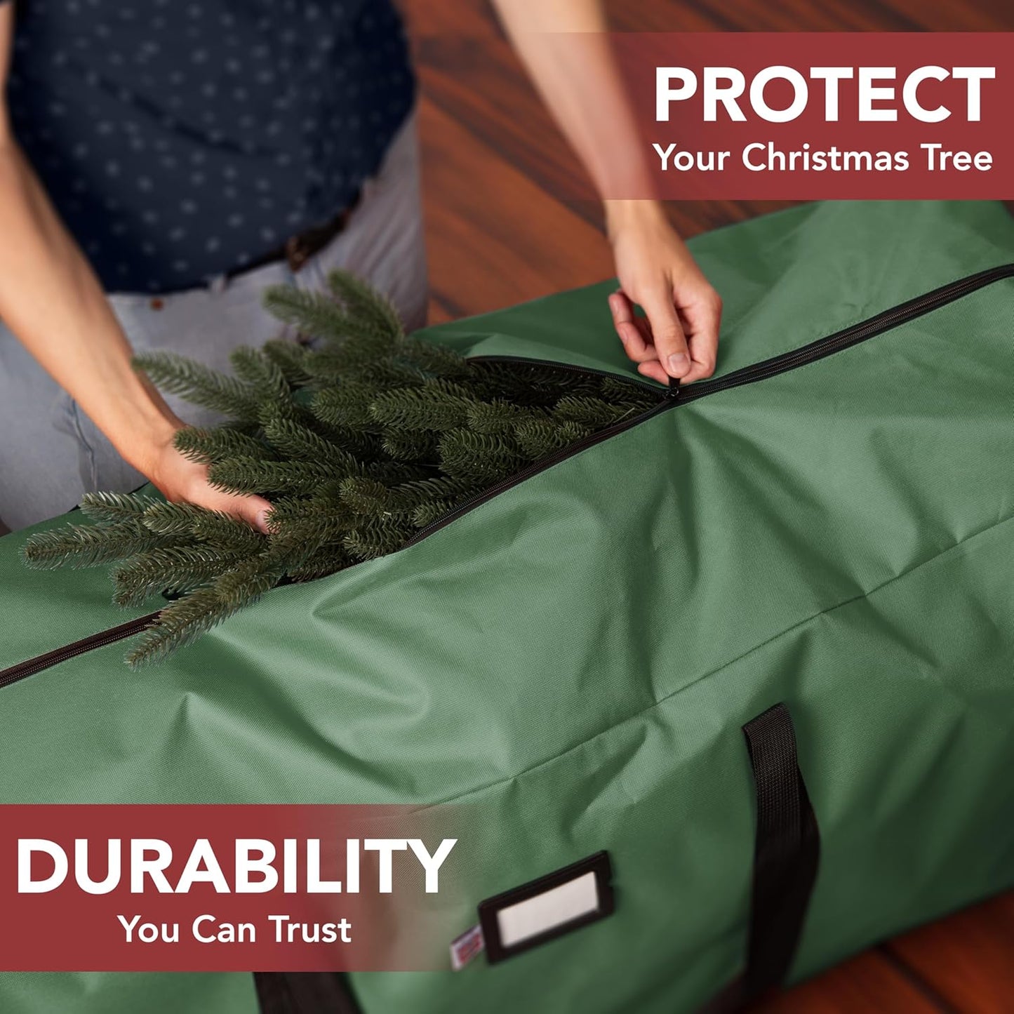 Skiennix Christmas Storage Bag - Heavy Duty Waterproof Design for 7.5ft Artificial Tree | Green with Durable Handles & Zipper