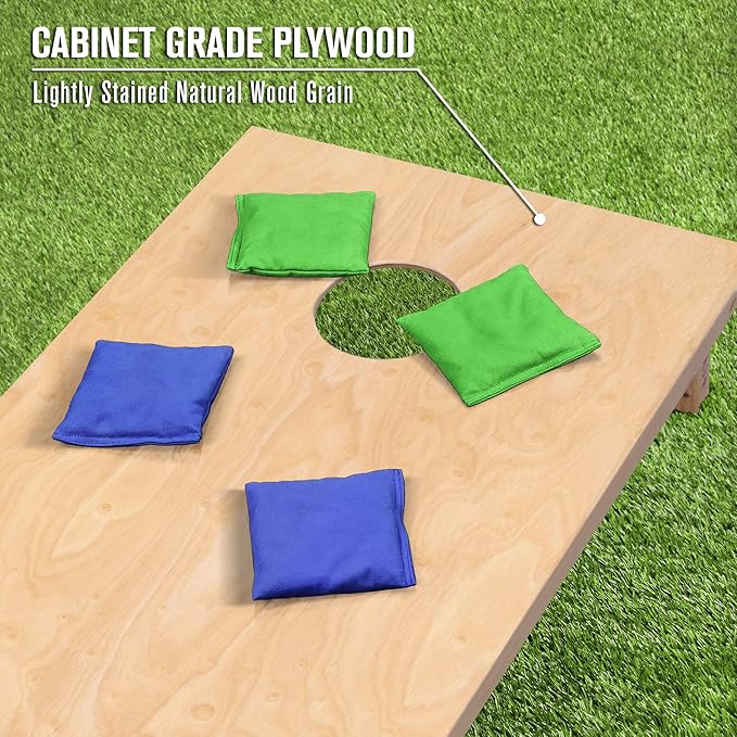 GoSports Regulation Size Wooden Cornhole Set with Natural Wood Finish - Includes Carrying Case