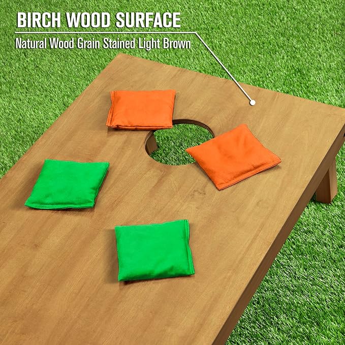 GoSports 4 ft x 2 ft Regulation Size Wooden Cornhole Boards Set - Includes Carrying Case - Full Regulation Size Bean Bag Toss Boards
