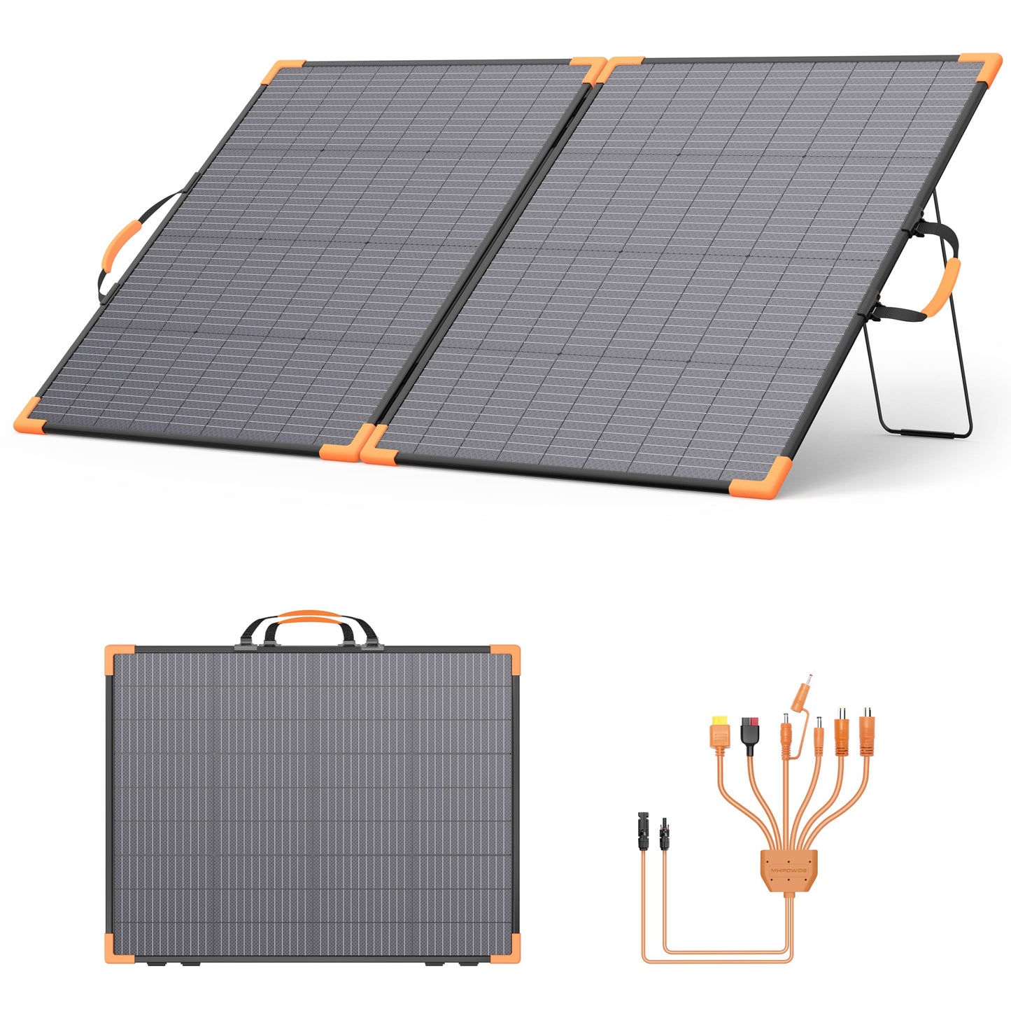 MHPOWOS 200 Watt Bifacial Portable Solar Panel, 20V Foldable Solar Charger for Power Station, IP68 Waterproof, 23.5% High Efficiency with 2 Sturdy Kickstands for RV Camping Off-Grid Blackouts