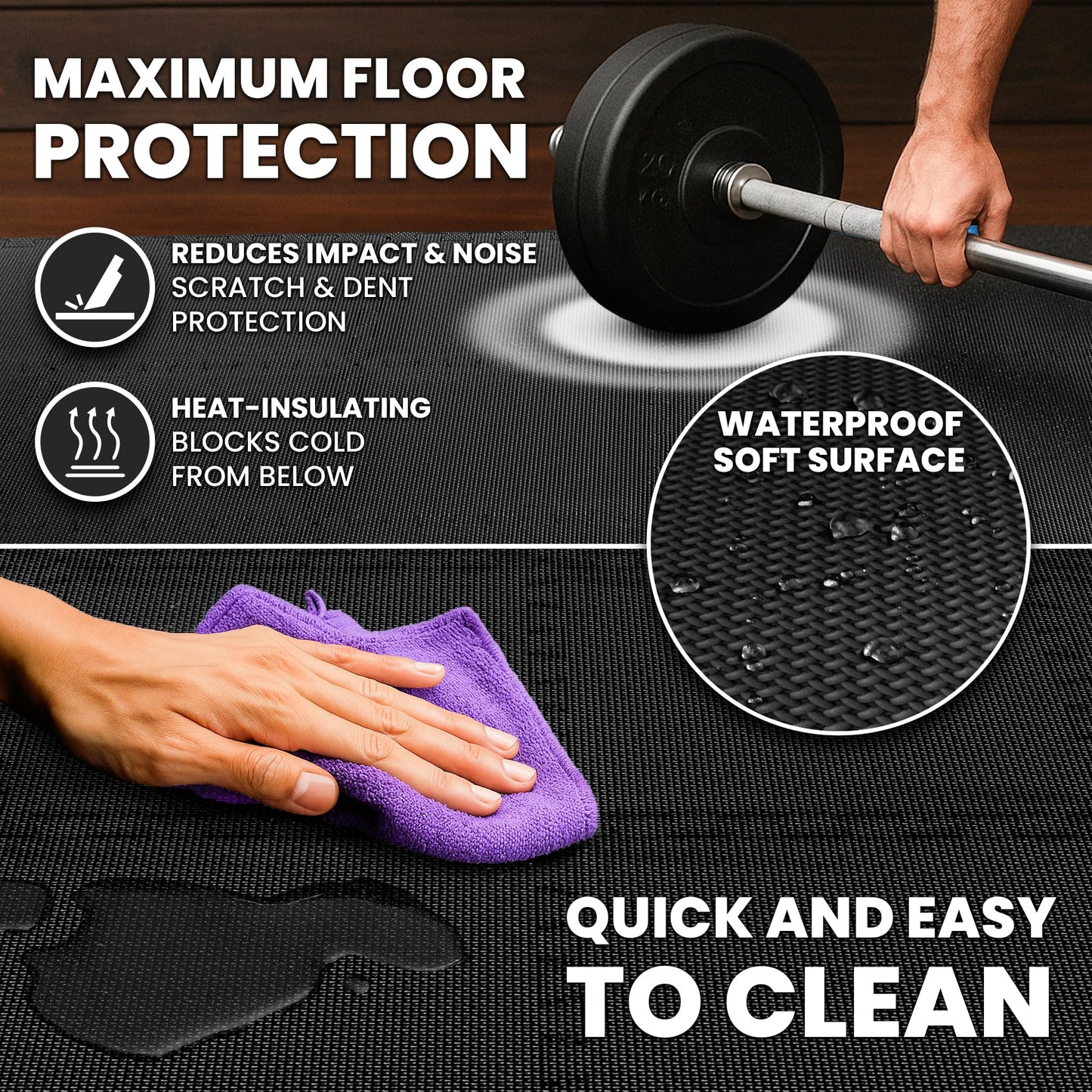 bemaxx Gym Mats Set - 18 pcs EVA Interlocking Foam Floor Tiles (12.6"x12.6"x0.4") 18sqft Protective Gym Flooring Sports Home Workout Exercise Mats Puzzle Garage Fitness Play-Room Pool Treadmill Bike
