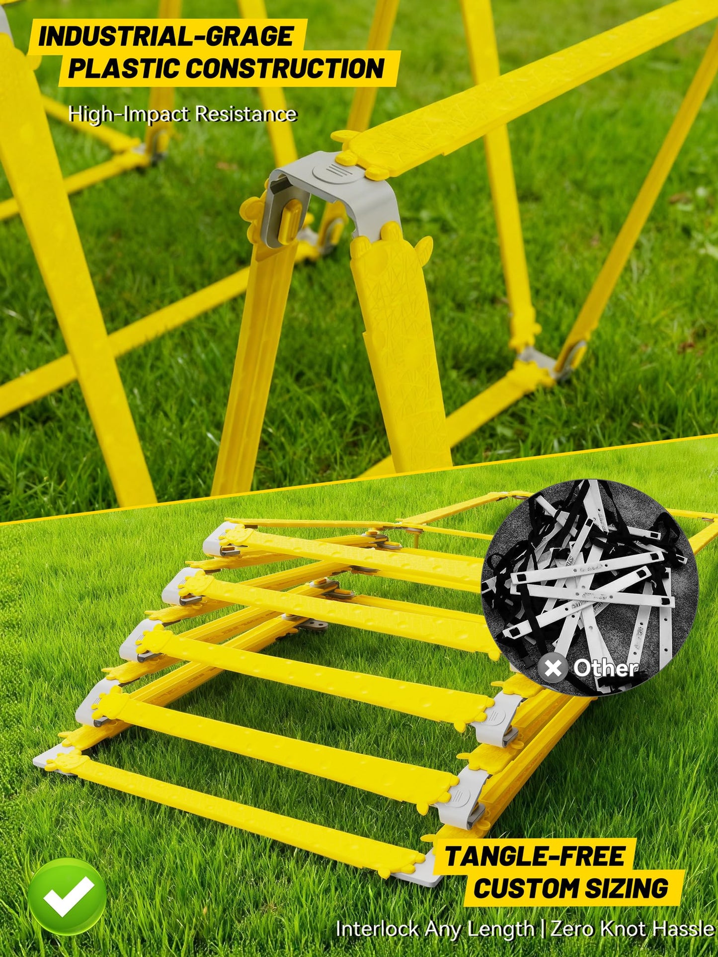TONTATTA Tangle-Free Agility Ladder for Kids/Athletic – Multi-Use Speed Training Ladder for Footwork Drills/Football/Soccer/Boxing - Agility Equipment for Workout/Exercise/Fitness – 10 Rung - Yellow
