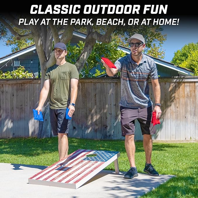 GoSports 4 x 2 ft Regulation Size Wood Cornhole Boards - 10 Vintage Wood Designs (Choose Your Style)