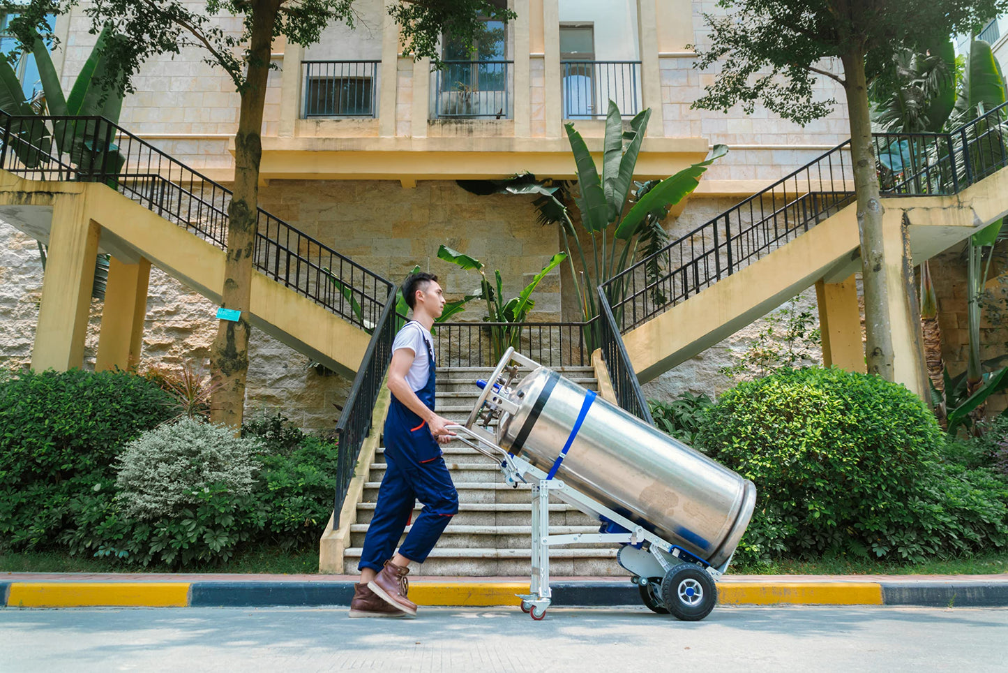 XSTO ZW7210GC Electric Stair Climbing Hand Truck Dolly with Auto-Edge Brake and 4th Wheel Attachment-463 LBS