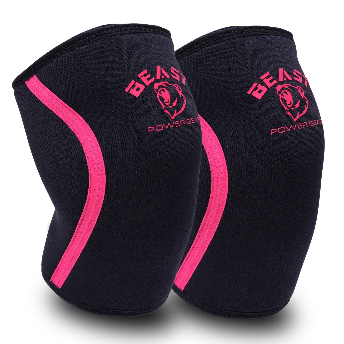 Beast Power Gear Neoprene Compression Knee Sleeves 7MM Support for Squats, Gym CrossFit Training, Powerlifting, Weightlifting, Wrestling for Men & Women (Black/Pink, Small)