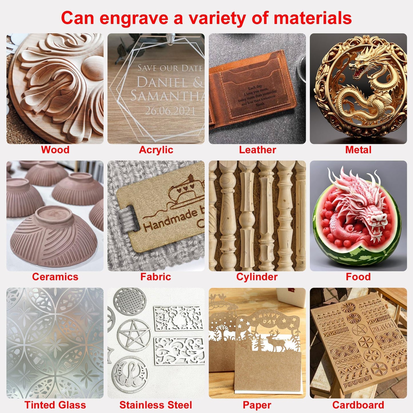 CNC400 Woodworking Engraver Desktop CNC Router 400x400mm CNC Router Machine for Wood, Acrylic, Carbon Fiber, 50mm Depth, 0.05mm Precision, GRBL Control