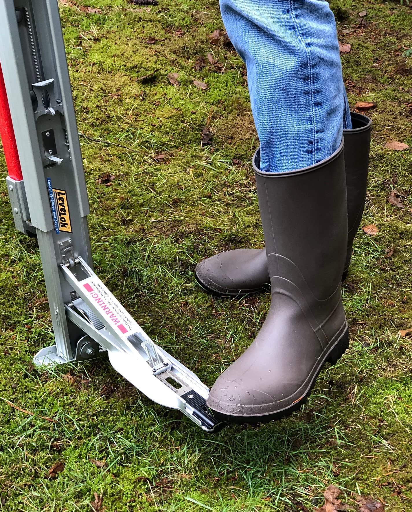 Levelok Detachable Supreme Extender - 1 Ladder Leveler w/Side Tip Stabilizer Arm & 2 Base Units - LL-STB-4SE-2QC - Snaps on Either Side of Ladder