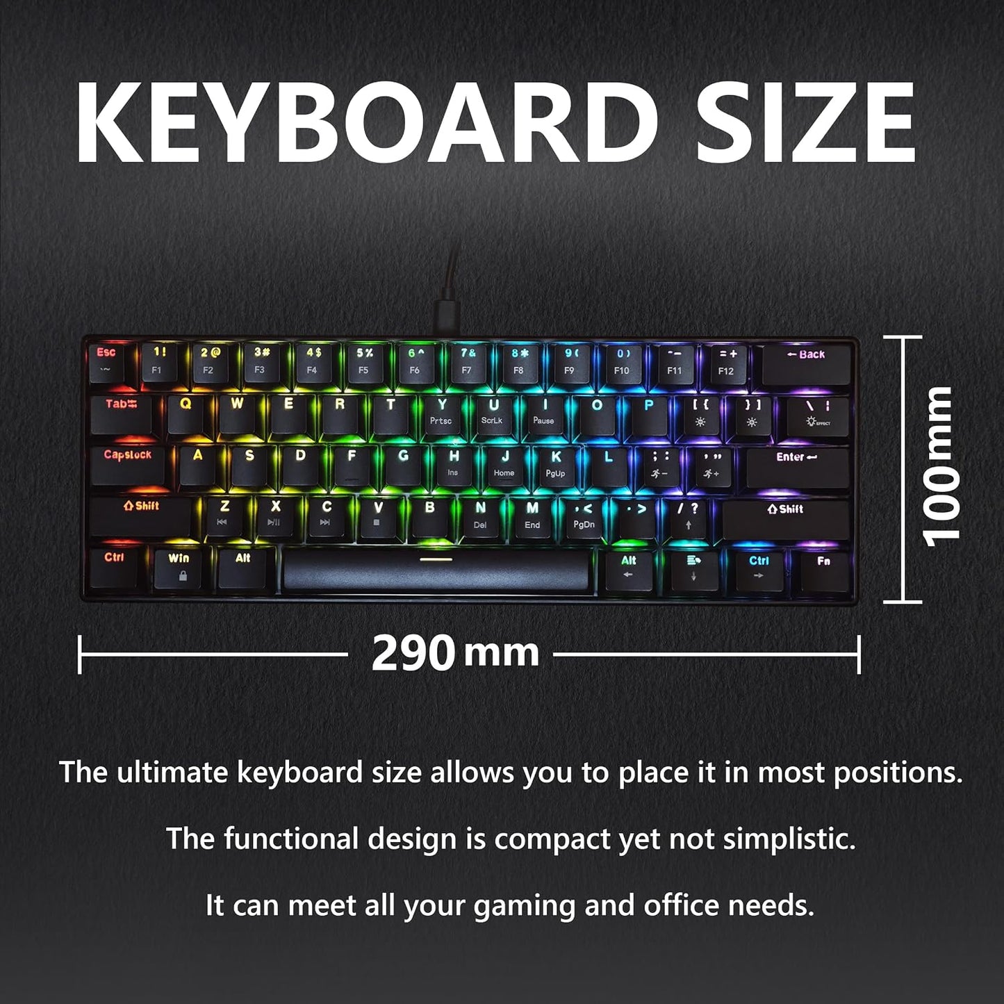Bangsanth 60% 26-Mode 61-Key, Mechanical Keyboard, Mechanical Gaming Keyboard with Blue Switches and Dynamic RGB