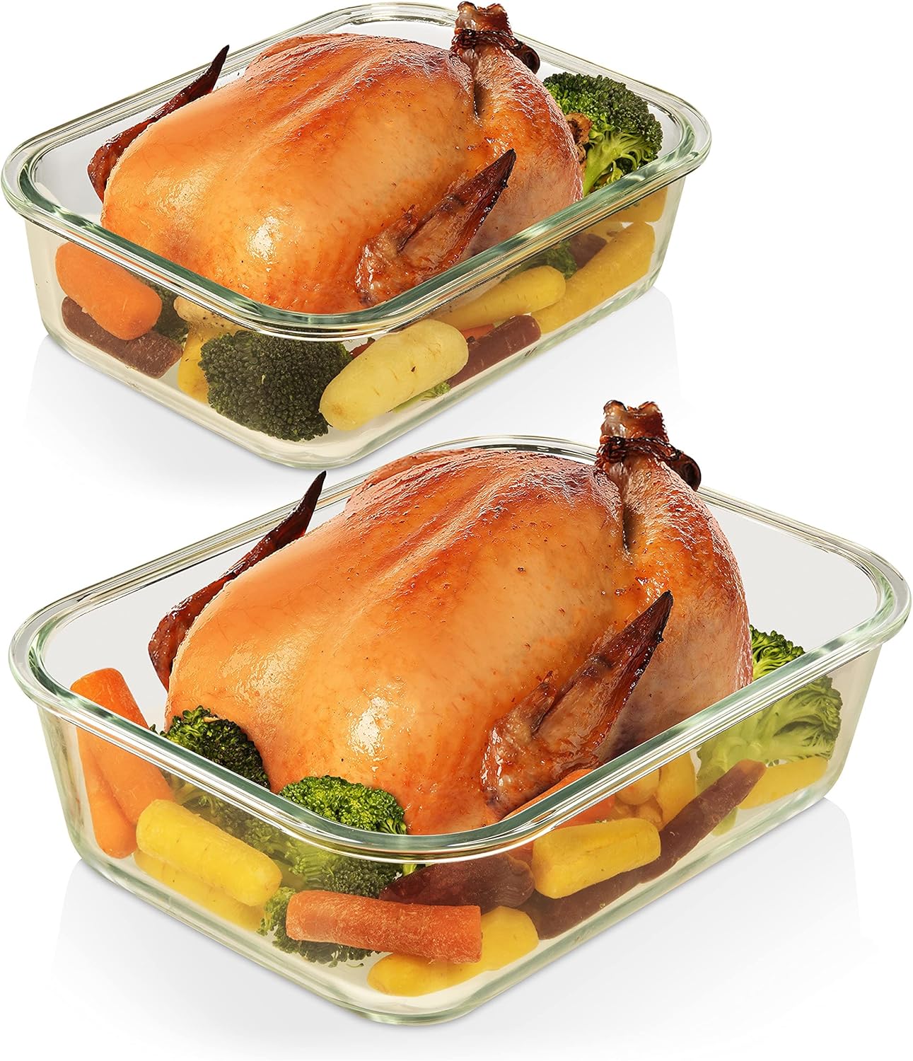 Razab Airtight Large Glass Food Storage Containers - BPA Free, Leak Proof | 4 Pc Set (2700ML & 1520ML)