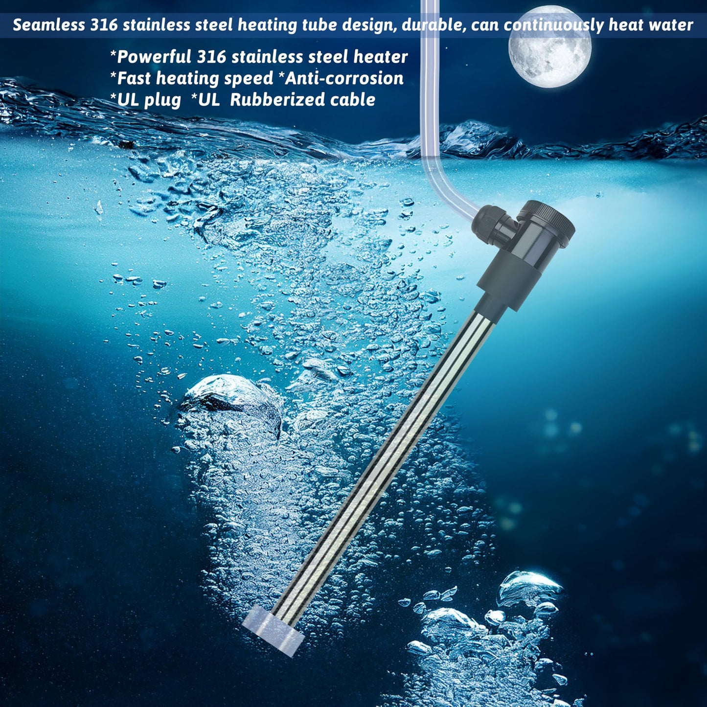 XCLBTFDC 2000W Immersion Water Heater Portable Electric Hot Tub and Pool Submersible Water Heater with WiFi Timer and Auto Shut Off for Spa, above ground pool, Bathtub, Swimming pool and Baptistry