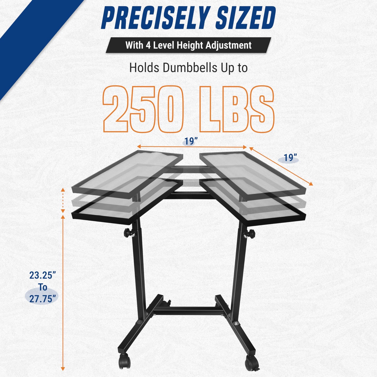 Adjustable Dumbbell Weight Rack Stand With Wheels – Heavy Duty Weight Rack For Dumb Bells For Adjustable Dumbbell Set – 4 Height Level, Home Gym Stand For Training